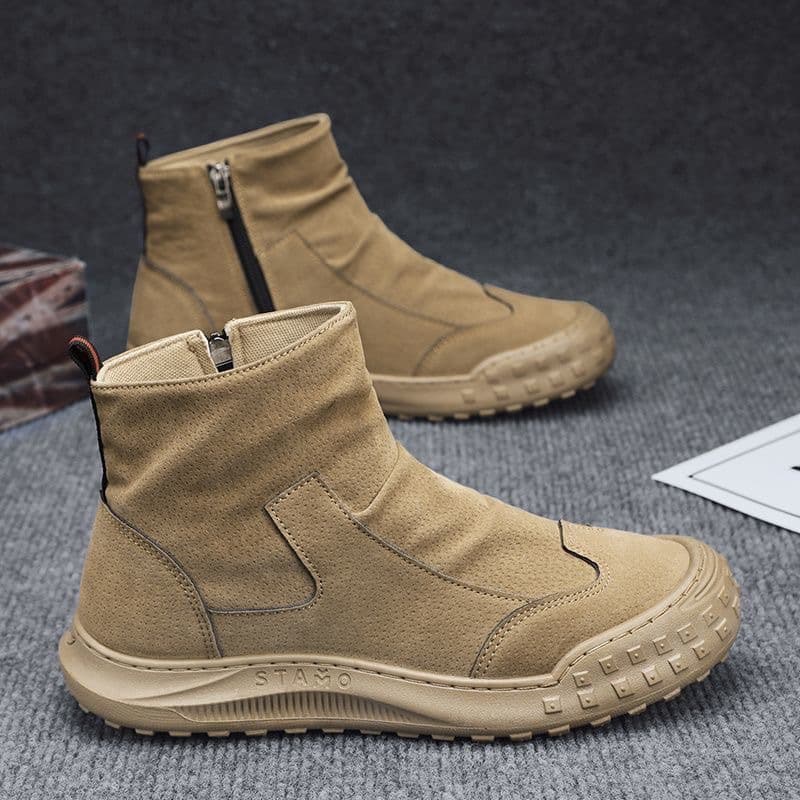 High-top Martin boots for men, autumn new breathable workwear shoes, versatile anti-slip casual labor protection men's shoes.