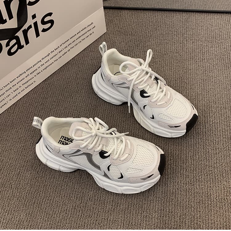 Mesh Breathable Classic Dad Sneakers for Women 2025 Spring Autumn New Chunky Platform Elevating Versatile Four-Season Casual Sports Shoes