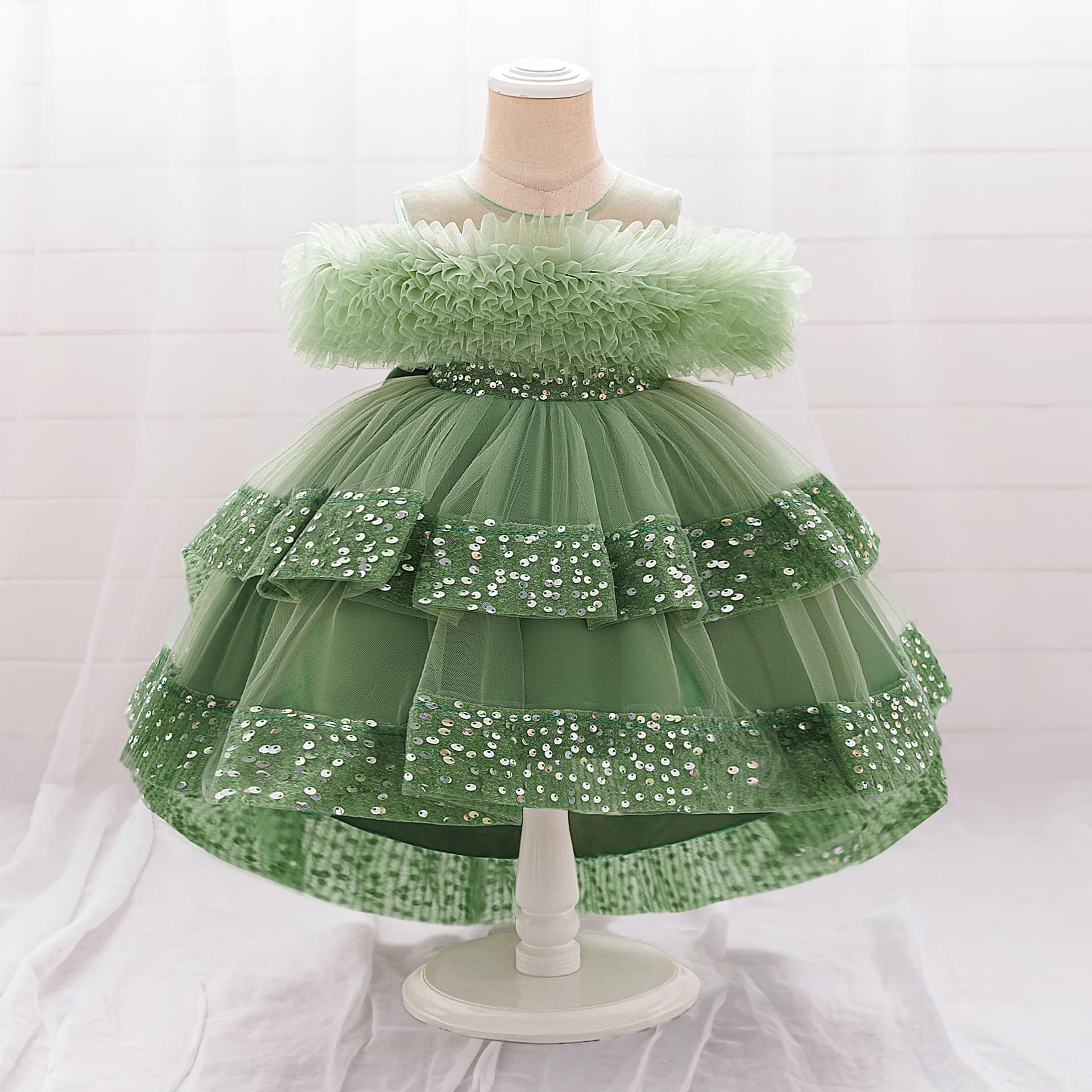 Amazon infant and toddler dress sequined fluffy bow princess dress baby first birthday party tuxedo christening dress