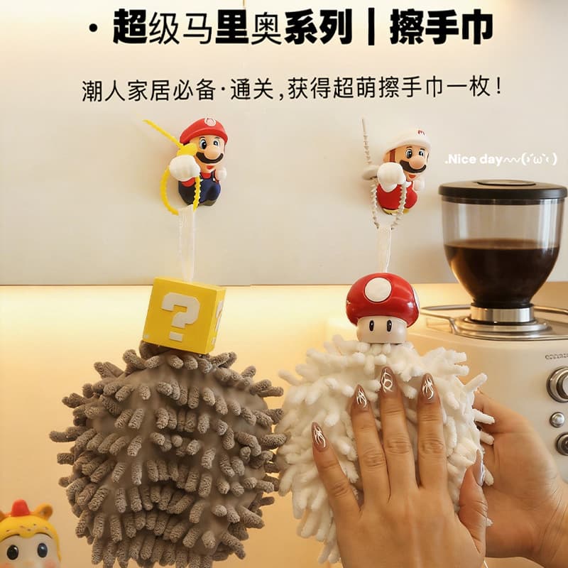 Cartoon character hand towels can be hung, thick absorbent and quick-drying towels, kitchen and bathroom cartoon cute children's handkerchiefs