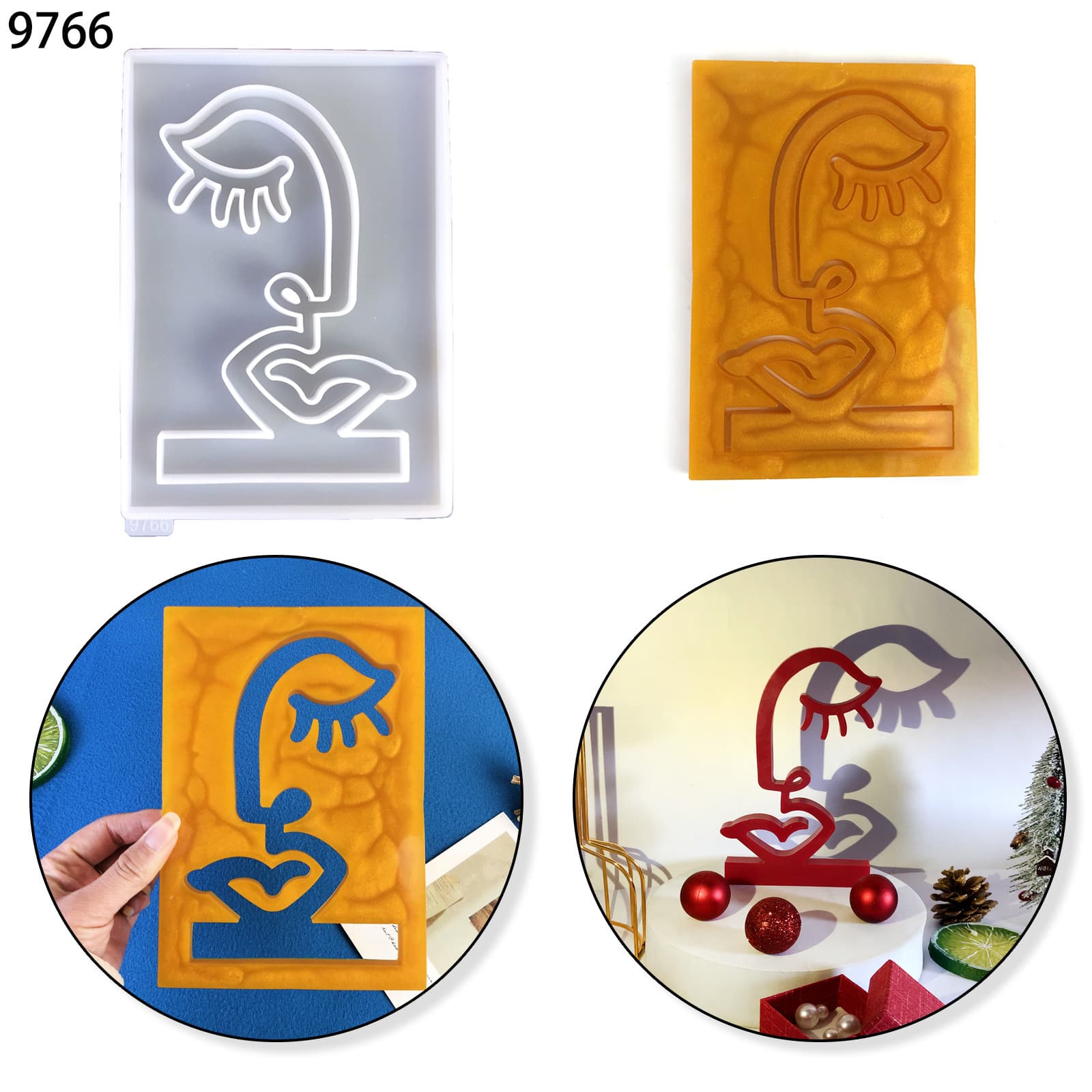Face Silhouette Ornament Resin Mold DIY Desktop Decorative Impressionist Face Silicone Mold