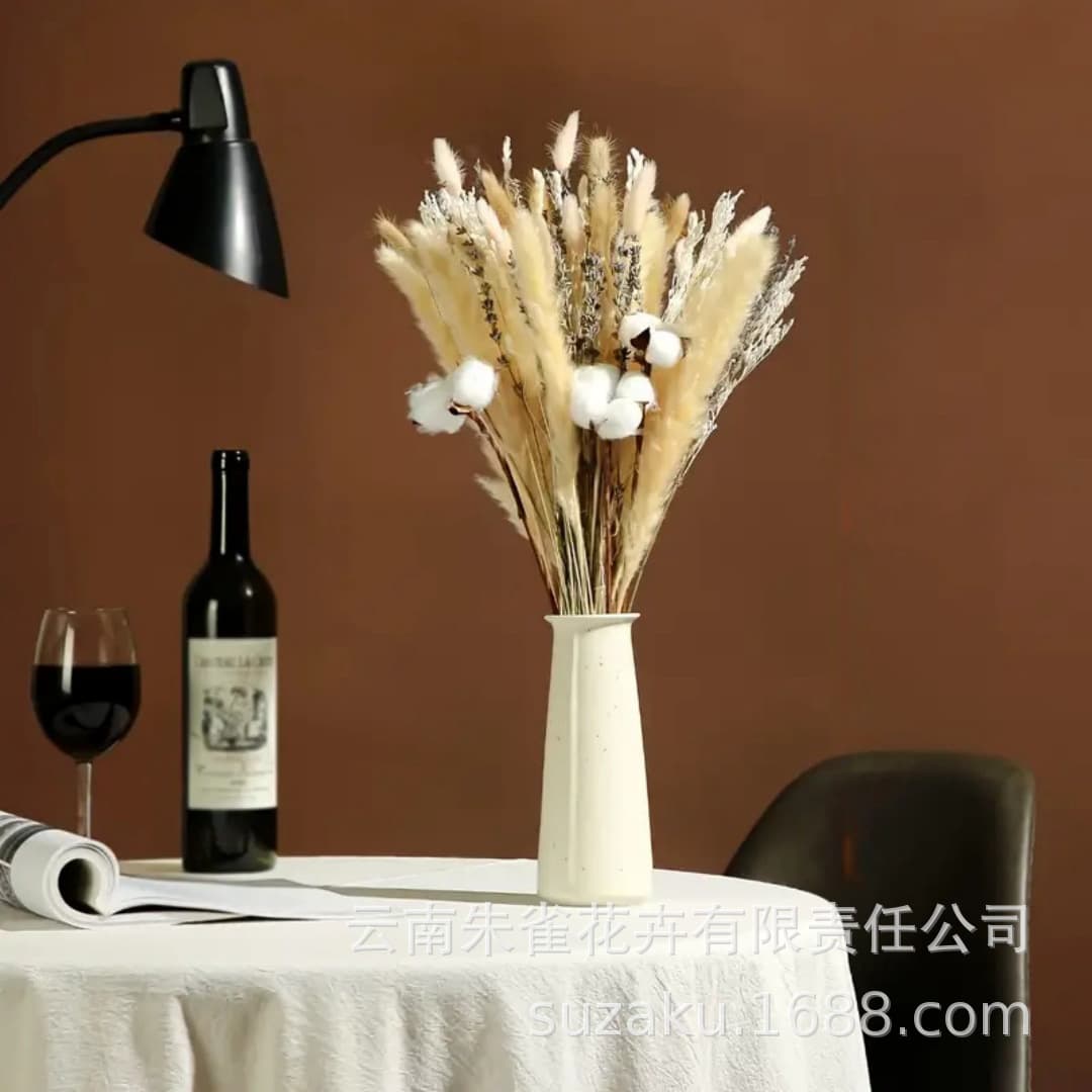 Dried Reed Flower Bouquet Set Boho Style Pampas Grass Bunny Tail Dusting Lavender Combination