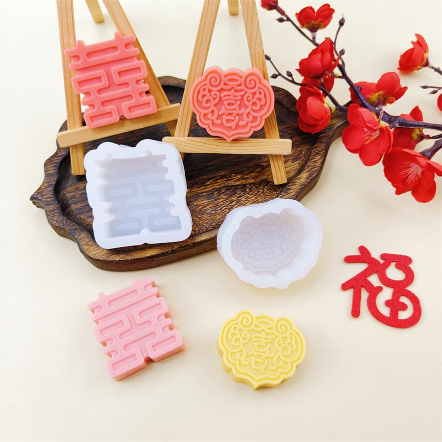 Chinese Wedding Romance Engagement Candle Aromatherapy Decoration Handmade Soap Silicone Mold DIY Chinese Pastry Dessert Mold