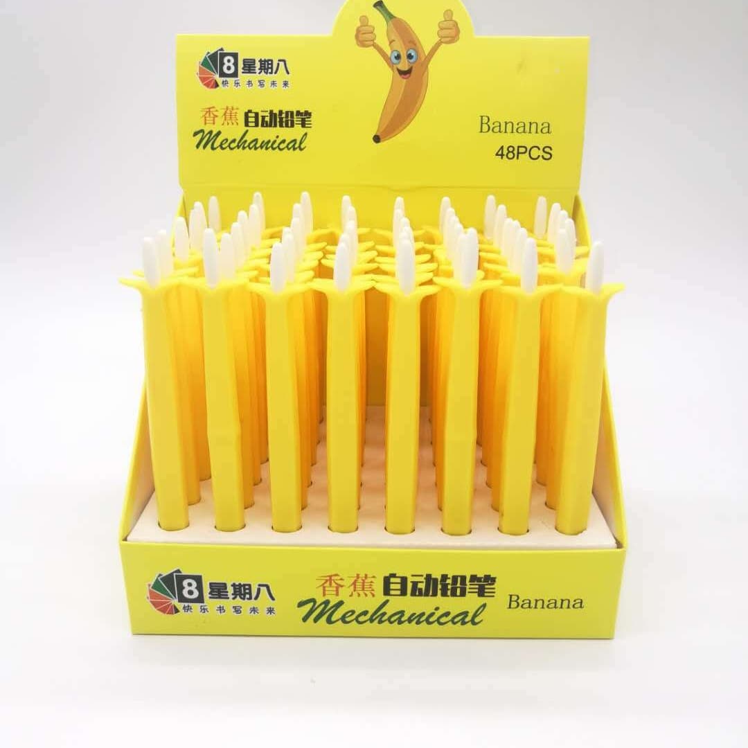 Banana Mechanical Pencil Soft Rubber Banana Pen Banana Shape Mechanical Pencil Korean Style Soft Rubber Mechanical Pencil