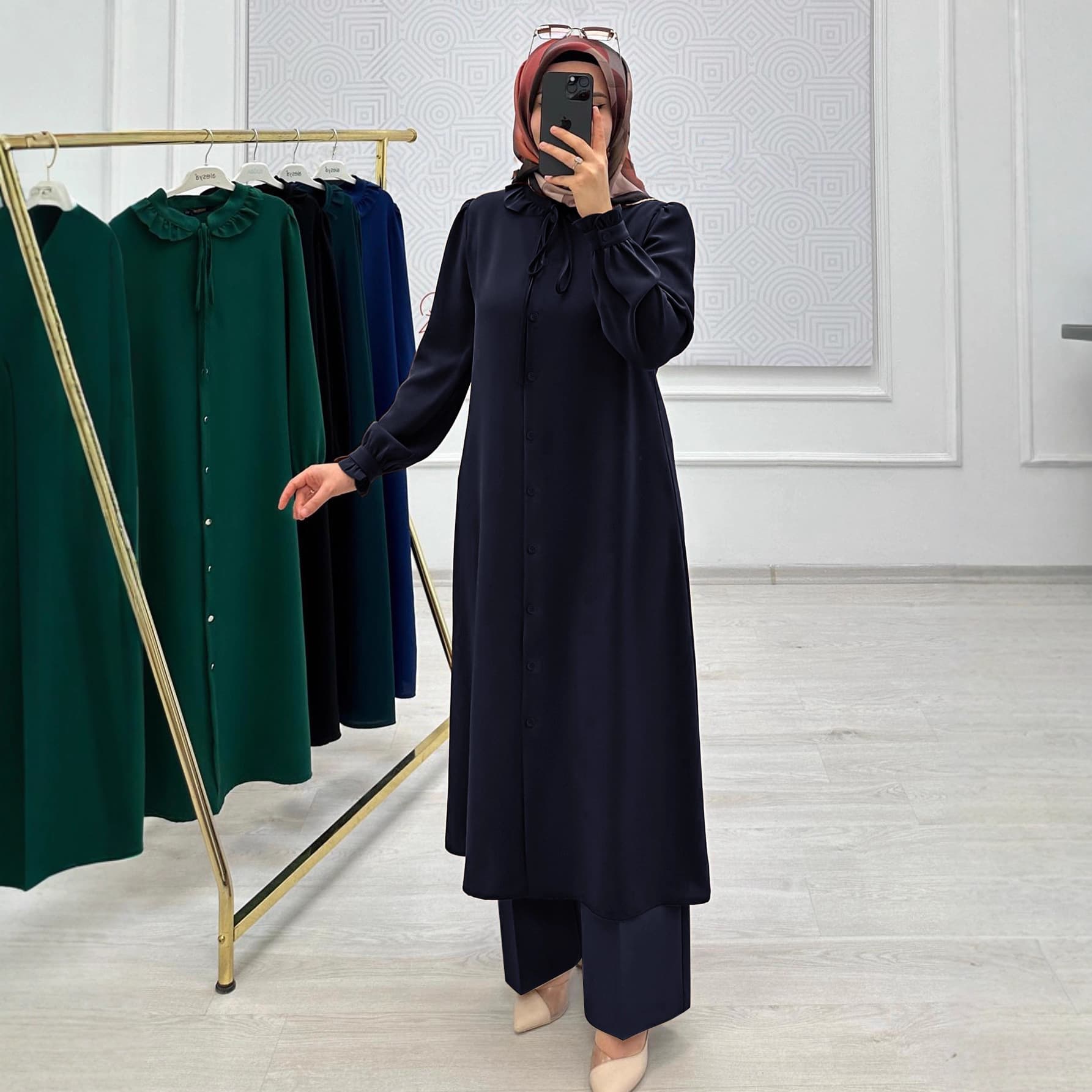 Amazon Best Selling Long Sleeve Drawstring Blouse + Wide Leg Pants Casual Elegant Set Solid Color Women Suits
