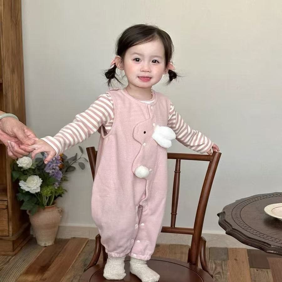 Infant Spring and Autumn Two-Piece Set Cartoon Baby Girl Cute Jumpsuit Overalls Two-Piece Outfit