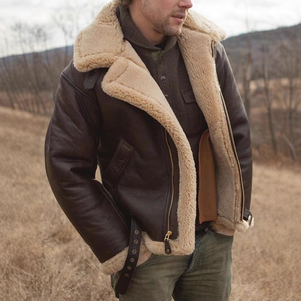 In Stock Amazon Independent Site New Product Faux Suede Fur One-Piece Men's Coat Long Sleeve Artificial Fur Thick