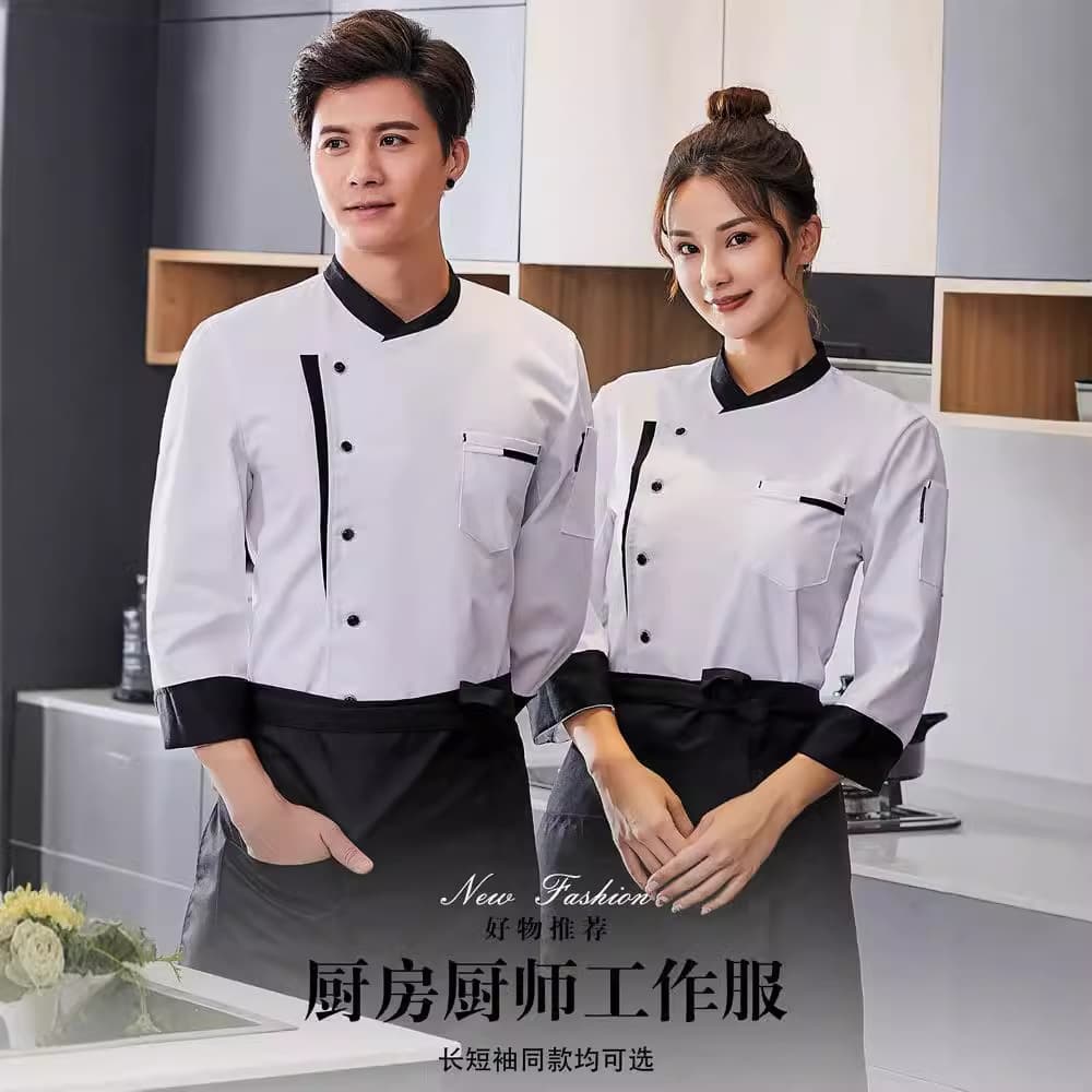 Long Sleeve Chef Uniforms for Men Short Sleeve for Women Hotel Kitchen Workwear Pastry Shop Baking Chef Outfit Moisture Wicking Polyester Blend