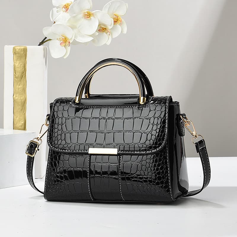 Cross-border new fashion and simple niche crocodile pattern stitching handbag large capacity trendy and versatile women's shoulder bag