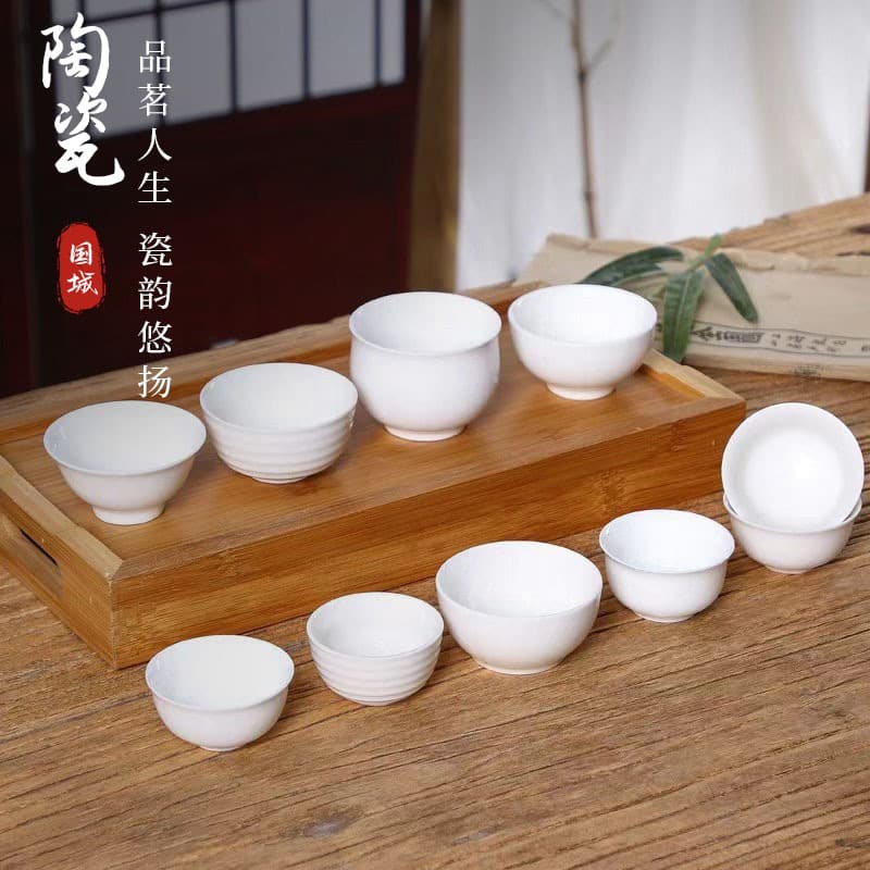 White Pure Jade Porcelain Tea Tasting Cup, Household Gongfu Tea Cup, Ceramic Handled Tea Cup, Teahouse Host Cup