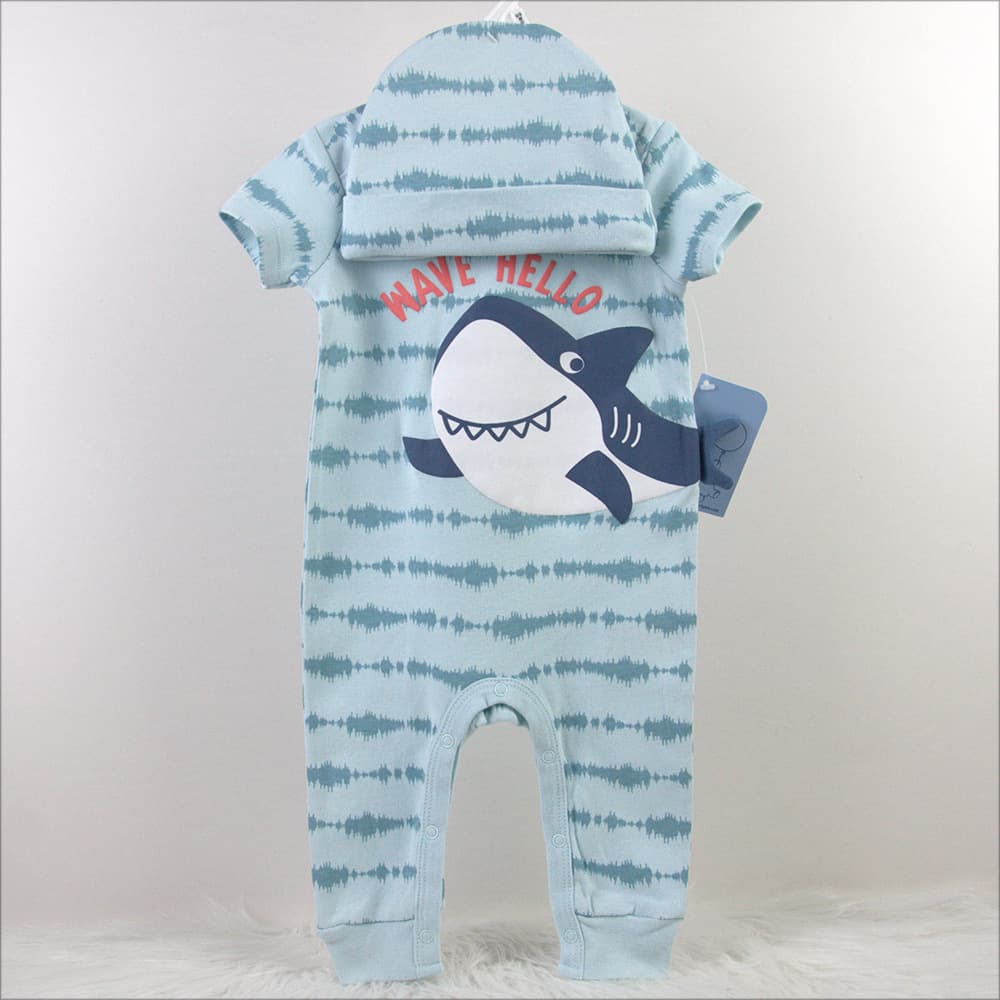 Newborn Baby Boy Summer Wear Romper Hat 2 Piece Set Clearance Sale