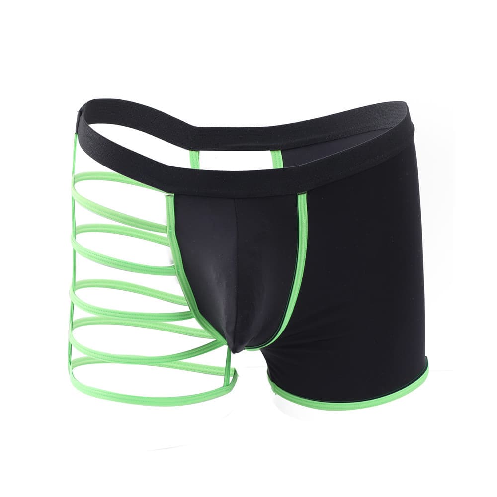 Personalized Two-Tone Ice Silk Men's Boxer Briefs Sexy U-Shaped Pouch Four-Corner Pants Men's Hollow Breathable Cool Underwear