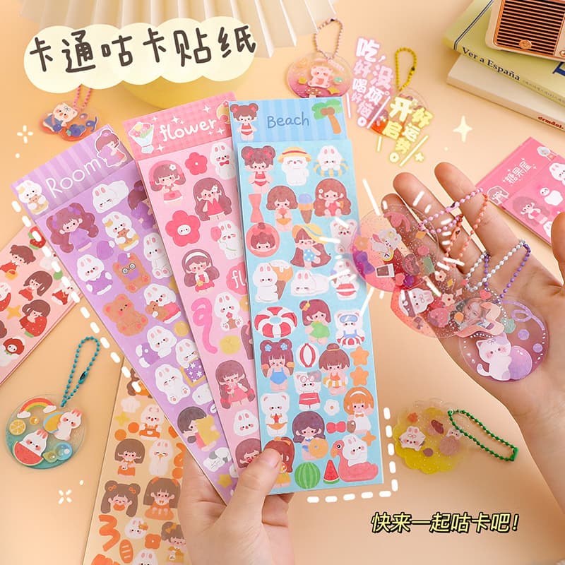 CuteCartoon Stationery Stickers Small Women's Craft DIY Batches Creative Drawing Handmade Notes Cardstickers Office Supplies