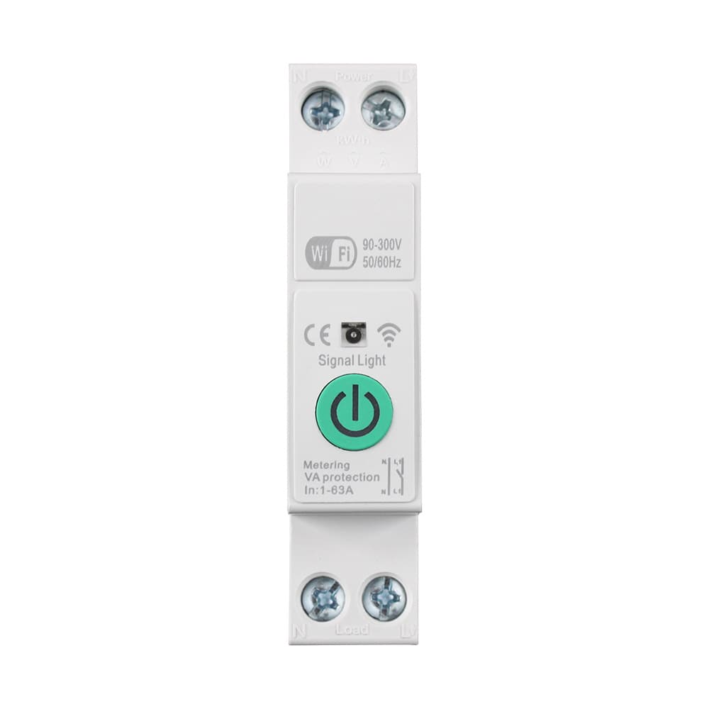 WiFi/Zigbee Smart Circuit Breaker with Energy Monitoring, Overvoltage, Undervoltage, and Overcurrent Protection 1-63A, Tuya App