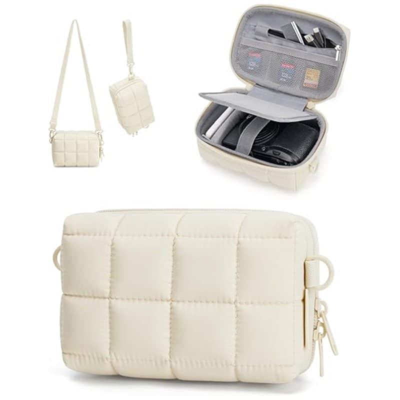 New Cross-Border Unisex Waterproof Camera Bag Insert Padded Diamond Quilted Crossbody Camera Protective Pouch