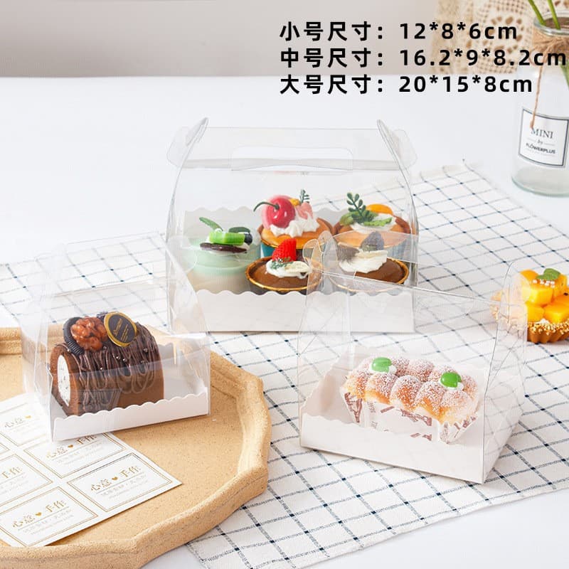 Transparent Long Handheld Cake Roll Packaging Box Swiss Roll Takeout Box Mousse Cake Dessert Pastry Box
