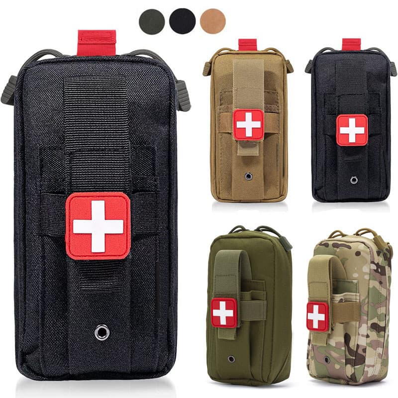 Portable first aid kit, outdoor sports field tactical emergency kit, Molle accessory waist bag, military fan storage bag