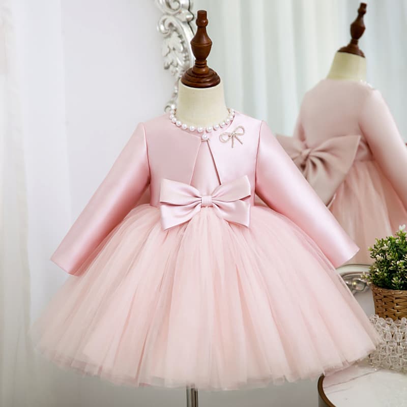 Kids Princess Dress Flower Girl Wedding Gown Stylish Girls Birthday Spring Autumn Dress Performance Costume 2-Piece Set