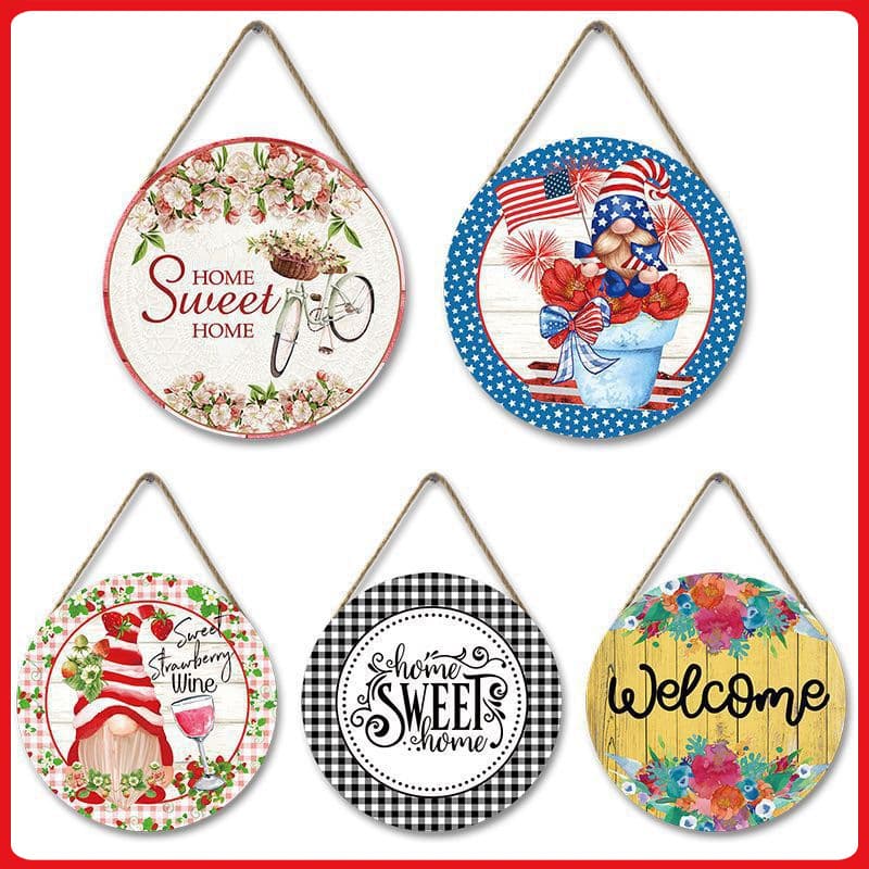 Cross-border Round Home Wall Decor Wooden Plaque, Christmas Halloween Cross-border Wood Painting Holiday Decor