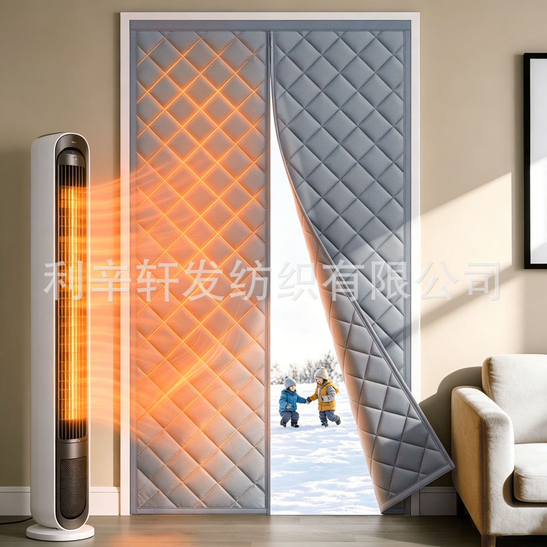Thickened thermal insulation magnetic cotton door curtains in winter, household cold-proof and wind-proof partition door curtains without punching holes