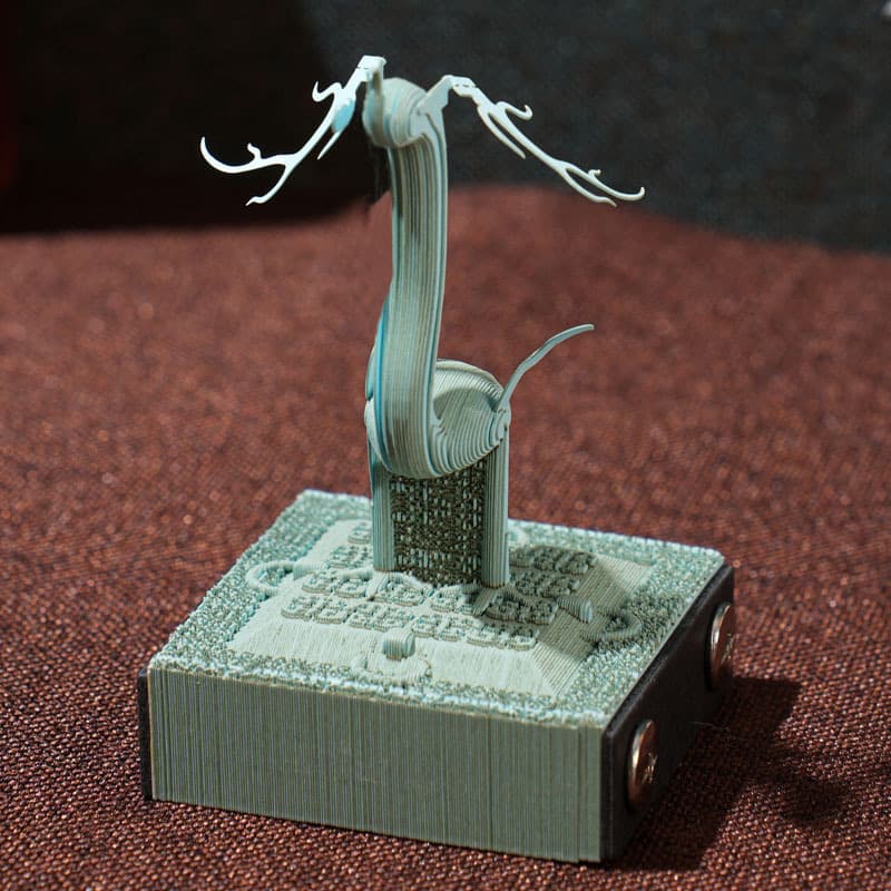 3D Paper-cut Bronze Deer Antlers Standing Crane Tear-off Notepad, Artwork, High-value Tear-off Memo Pad, Chinese-style Desk Calendar