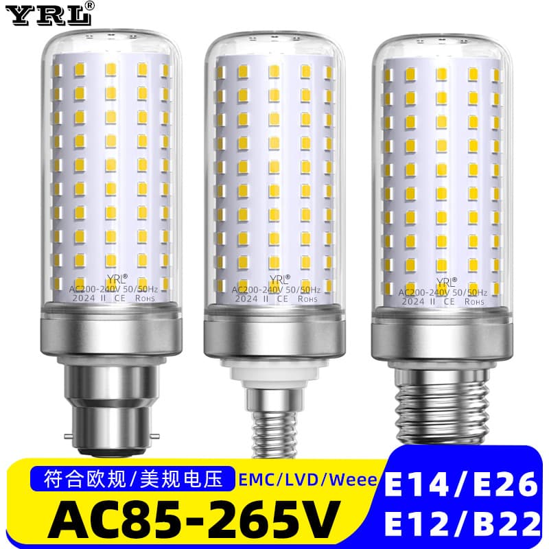 New LED corn light bulb for indoor living room chandelier, E27/B22 bayonet, warm light, energy-saving wall bulb, wholesale from manufacturer