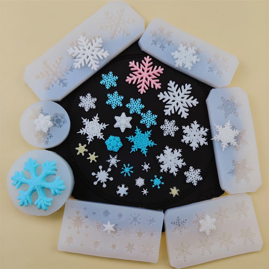 Christmas Snowflake Shape DIY Handmade Mirror Crystal Glue Accessories Silicone Mold Fondant Chocolate Mold
