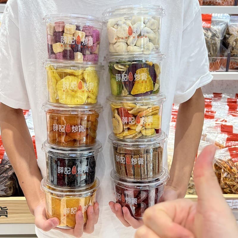 Xueji Fried Fruits Jar, Strawberry, Mango, Dried Fruit, Candied Fruit, Snowflake Crisp Packaging Box, Baking Milk Dates, Transparent Cup