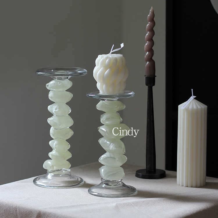 Exquisite Vintage Candle Holder Heavy Craft Glass Gold-Brown Texture Ice Cube Retro High-End Artistic Atmosphere Decorative Candle Tray