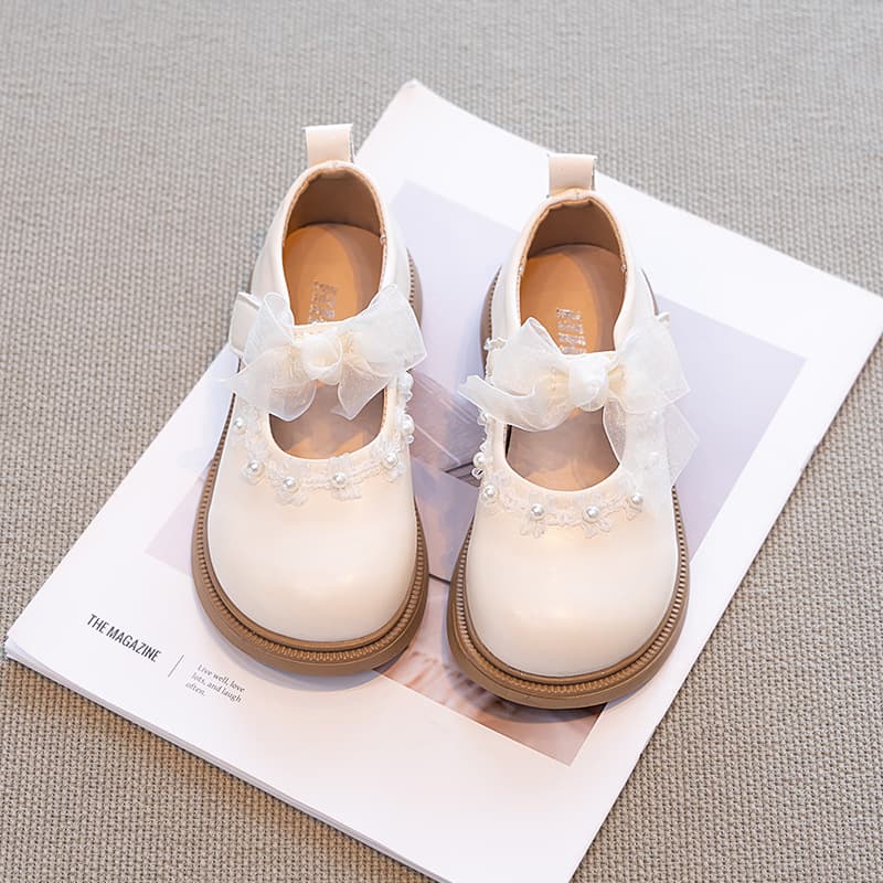 Girls Princess Shoes 2026 New Spring Children Leather Shoes for Dresses White Soft Sole Formal Shoes