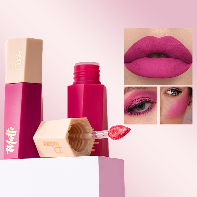 Cross-Border Amazon Pudaier 14-Color Matte Lipstick Velvet Non-Stick Cup Lip Gloss Lip Glaze European and American Lip Gloss Lipstick