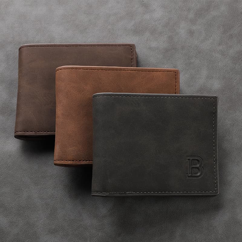 Cross-border Factory Men's Vertical Wallet Retro 2-fold Multi-Card Slots, Multi-functional Coin Purse Ready Wholesale
