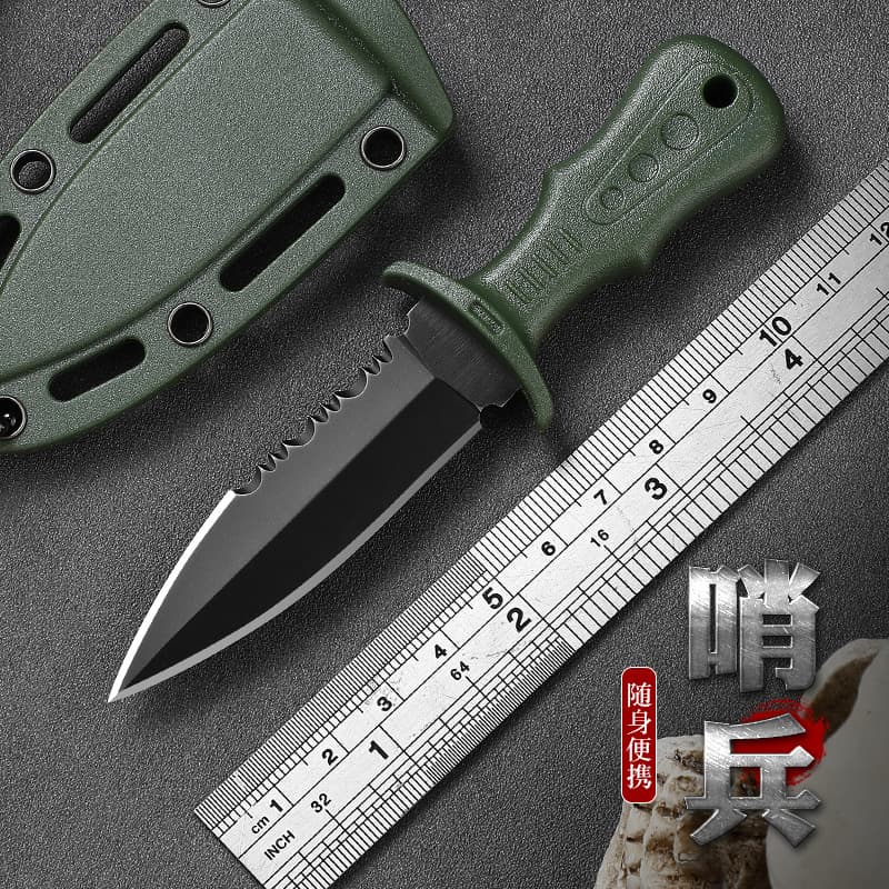 Mini Necklace Tactical Neck Knife Outdoor Emergency Self-Defense Small Knife Straight Knife Camping Portable Fruit Knife
