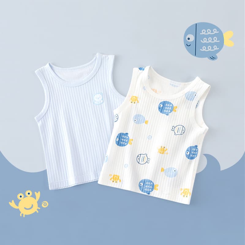 Baby Vest Inner Wear Pure Cotton Thin Style Girls' Camisole Summer Single Top Children's Sleeveless Summer Outfit Boys' Base Layer