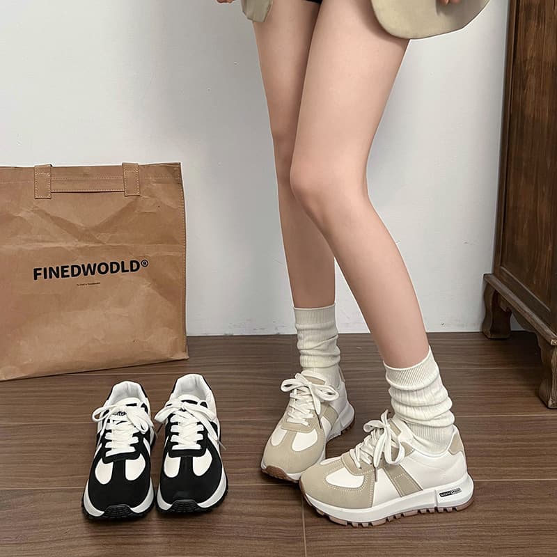 2025 Spring/Autumn New Student Shoes Agam Sneakers Women's Low-Top Casual Running Shoes Thick-Soled Sports Shoes White Sneakers