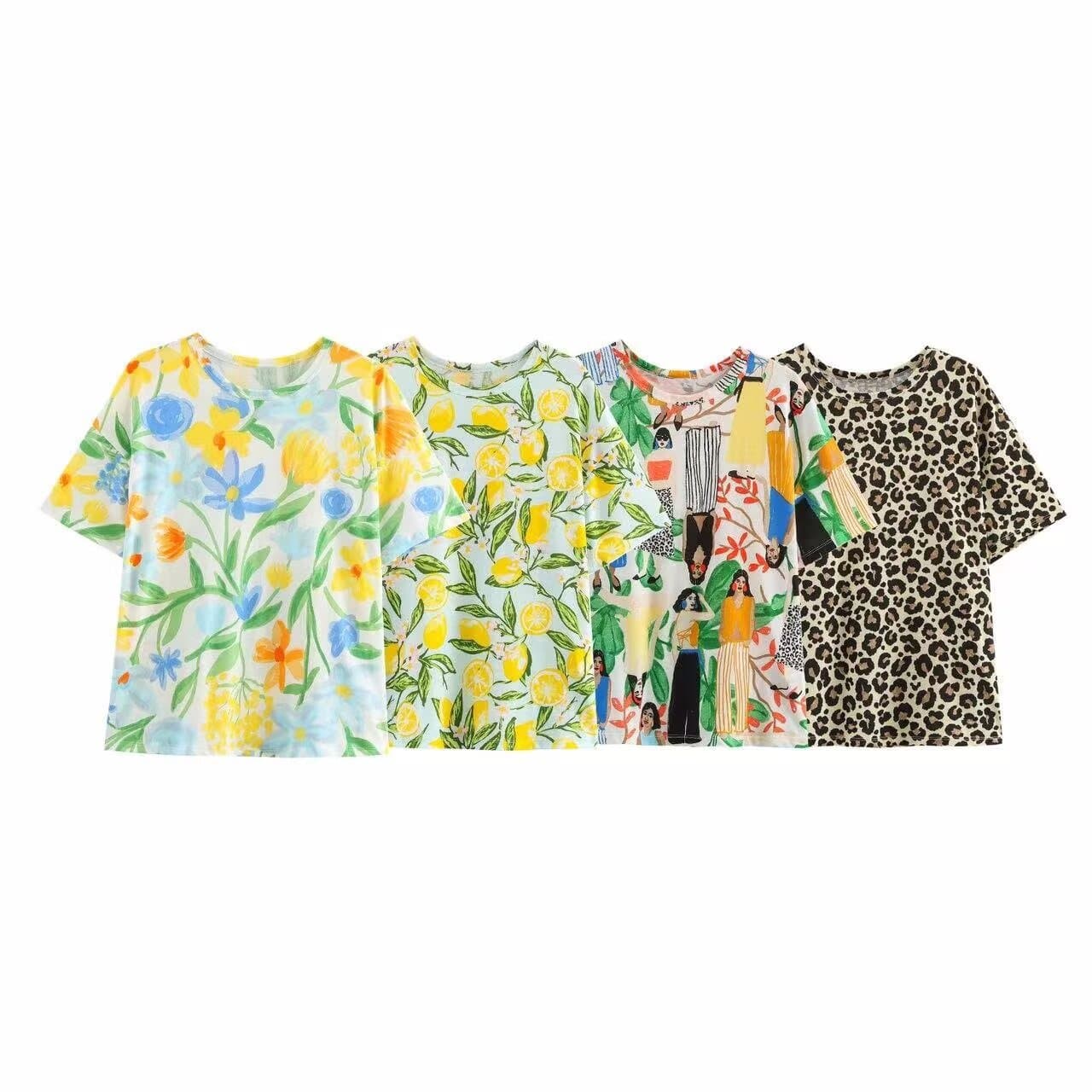 Export order! Spring women's clothing, European and American style, fashionable, simple, versatile printed round neck short sleeve T-shirt 0264370