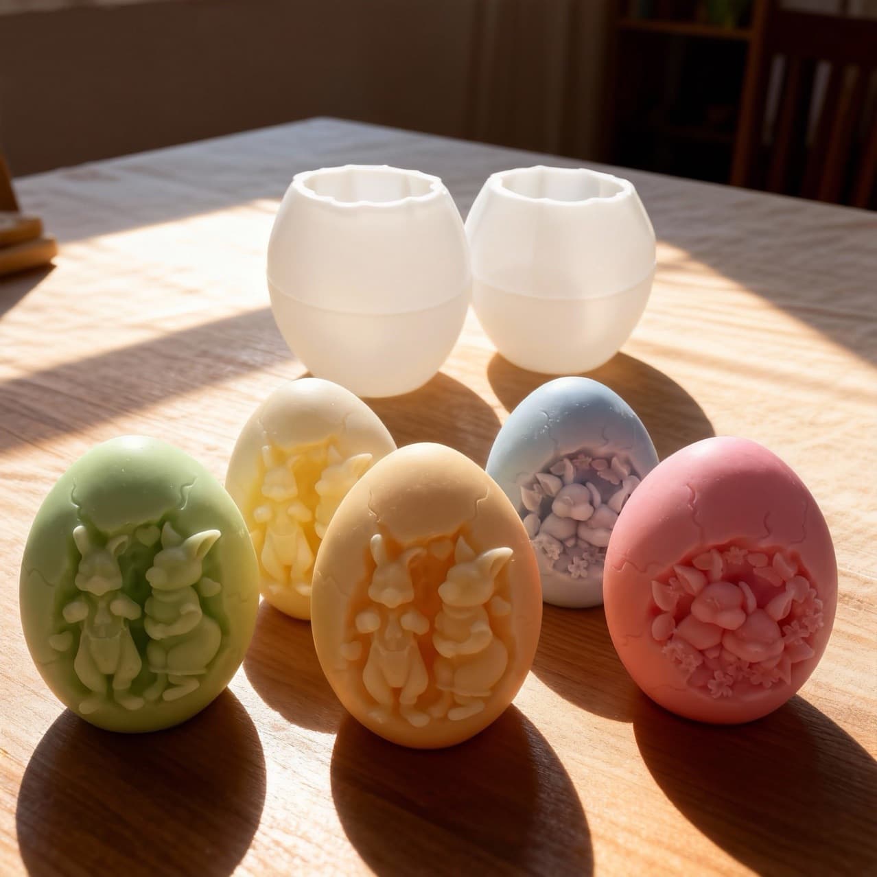 Easter Cracked Egg Rabbit Scented Candle Silicone Mold DIY Rabbit Three-dimensional Ornament Plaster Cake