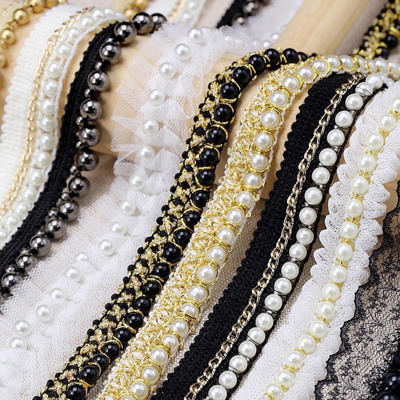 Pearl Trim DIY Beaded Lace Trim Accessories Collar Fabric Lace Edge Apparel Decoration Clothing Ornament Hot