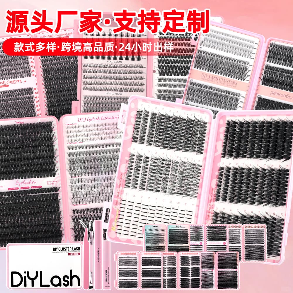 European and American Cross-Border False Eyelashes, Large Capacity, Amazon Mixed Pack, Single Cluster Segmented Lashes, Middle Eastern Eyelashes with Glue