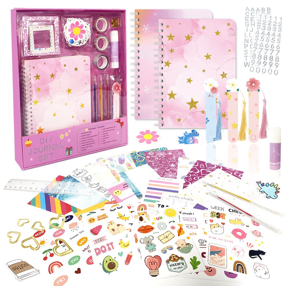DIY Journal Set for Kids - Sticker Kit, Teen Birthday Gift, Scrapbook & Notebook