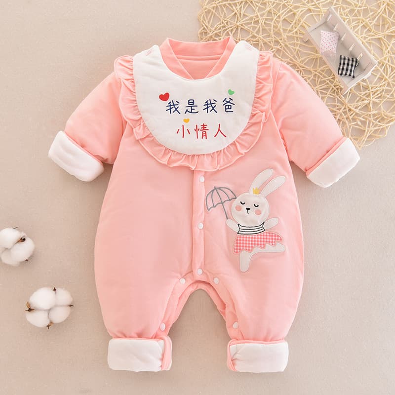 Baby Romper Autumn Winter Thin Cotton Hopsack Newborn Cotton Thermal Padded Outfit Crawling Suit