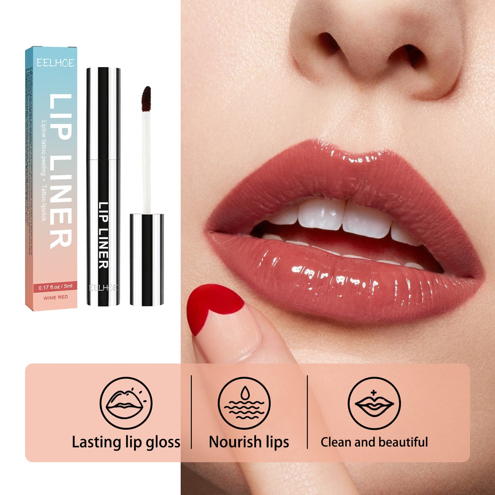 EELHOE Peel-off Lip Liner Define Lip Shape Enhance Lip Color Waterproof Non-smudge Peel-off Lip Liner Lip Brush