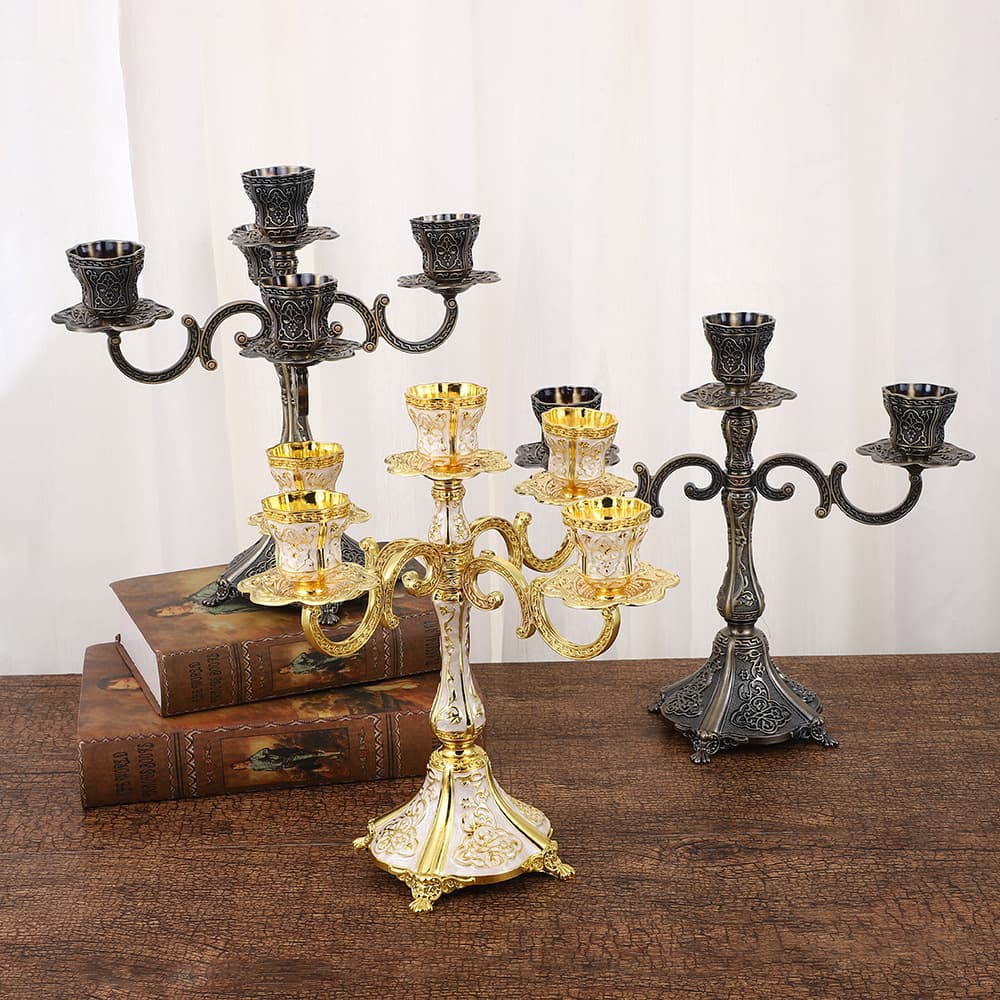 New Light Luxury Vintage Candle Holder, Nordic Style Fashion Zinc Alloy Electroplated Candle Holder, Multiple Specifications, Wedding Candle Holder