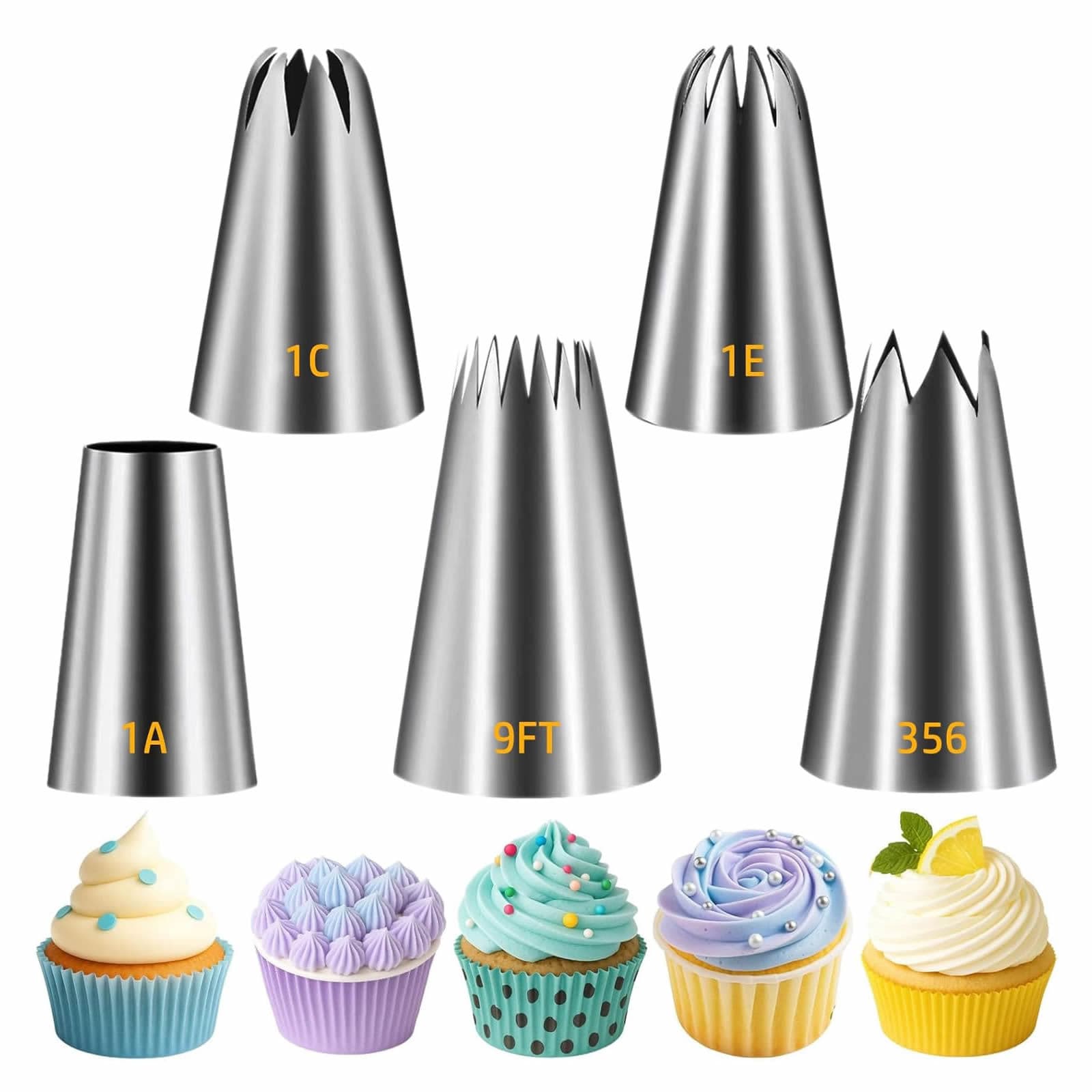 Amazon 5-Piece Icing Nozzle Set Cake Decorating Cream Tips Cookie Icing Nozzles 304 Stainless Steel