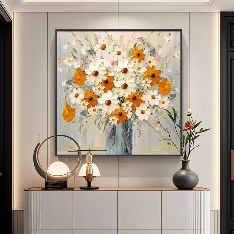 Cream-style hand-painted oil painting restaurant decorative painting, living room bedroom hallway hanging painting, high-end hotel lobby mural