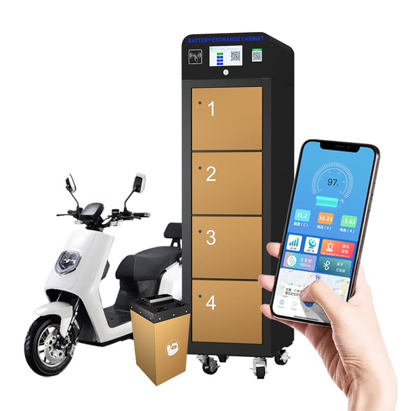 4-Bay Lithium Battery Smart Swap Cabinet - Electric Tricycle & Scooter Battery Charging Cabinet, Overseas Battery Exchange Station
