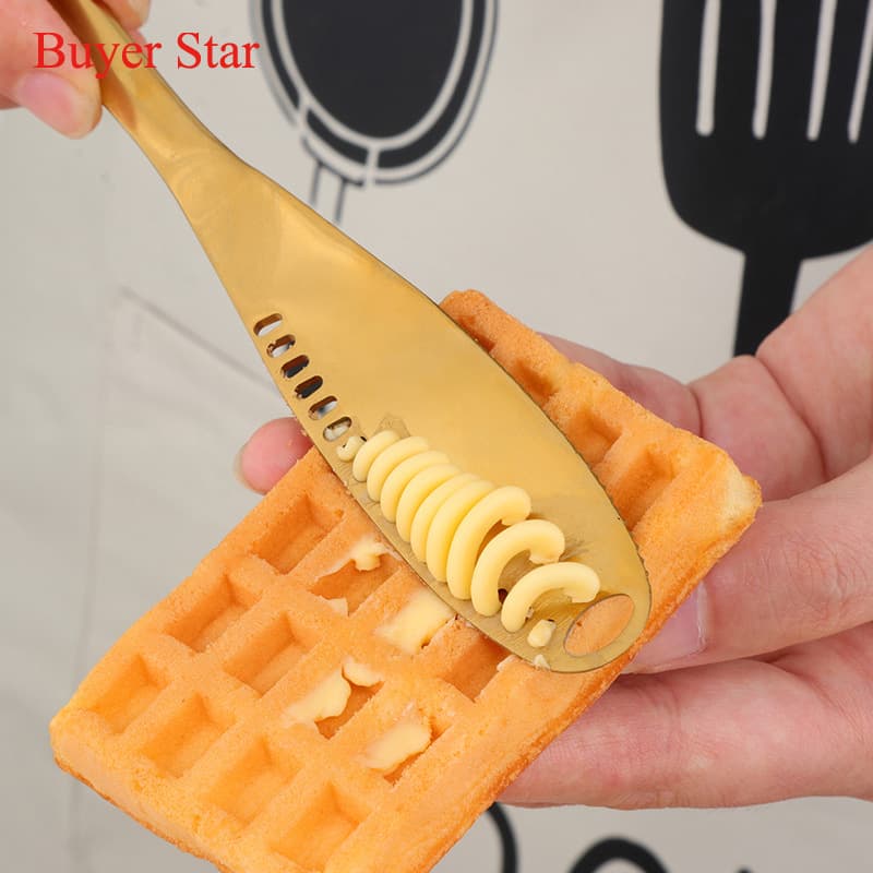 Stainless steel multi-purpose cheese knife, perforated butter knife, bread jam cheese knife, multi-purpose snake pattern cheese knife