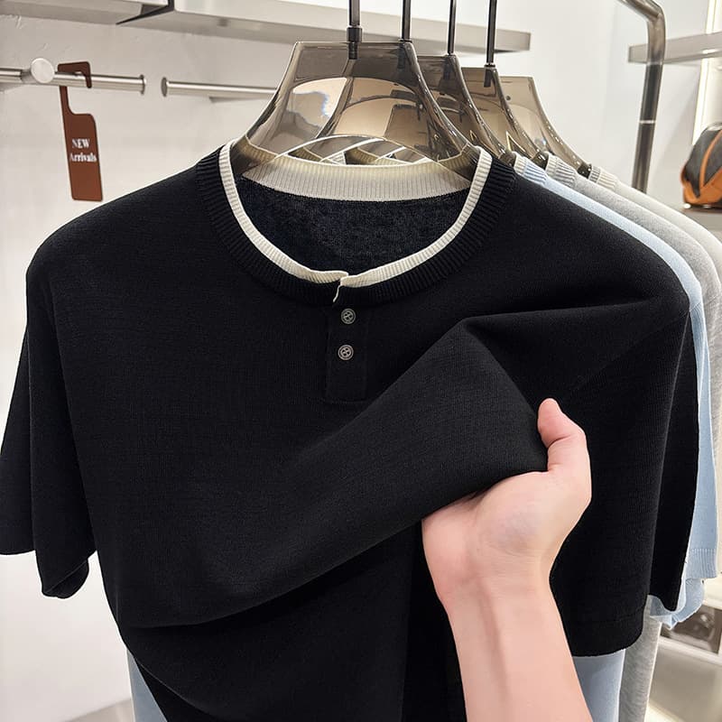2026 New Linen Short Sleeve Men's Daily Commute Summer Lyocell Fashion Comfortable Middle-Aged Pullover T-Shirt