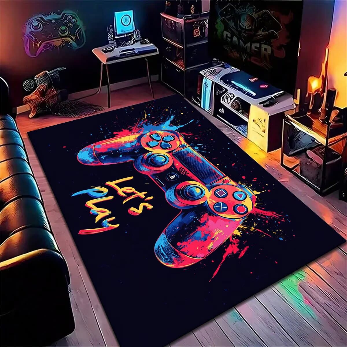 Drop Shipping Gaming Carpet Crystal Velvet Game Console Bedroom Carpet E-sports Decoration Living Room Carpet Mat Cross-border Gaming