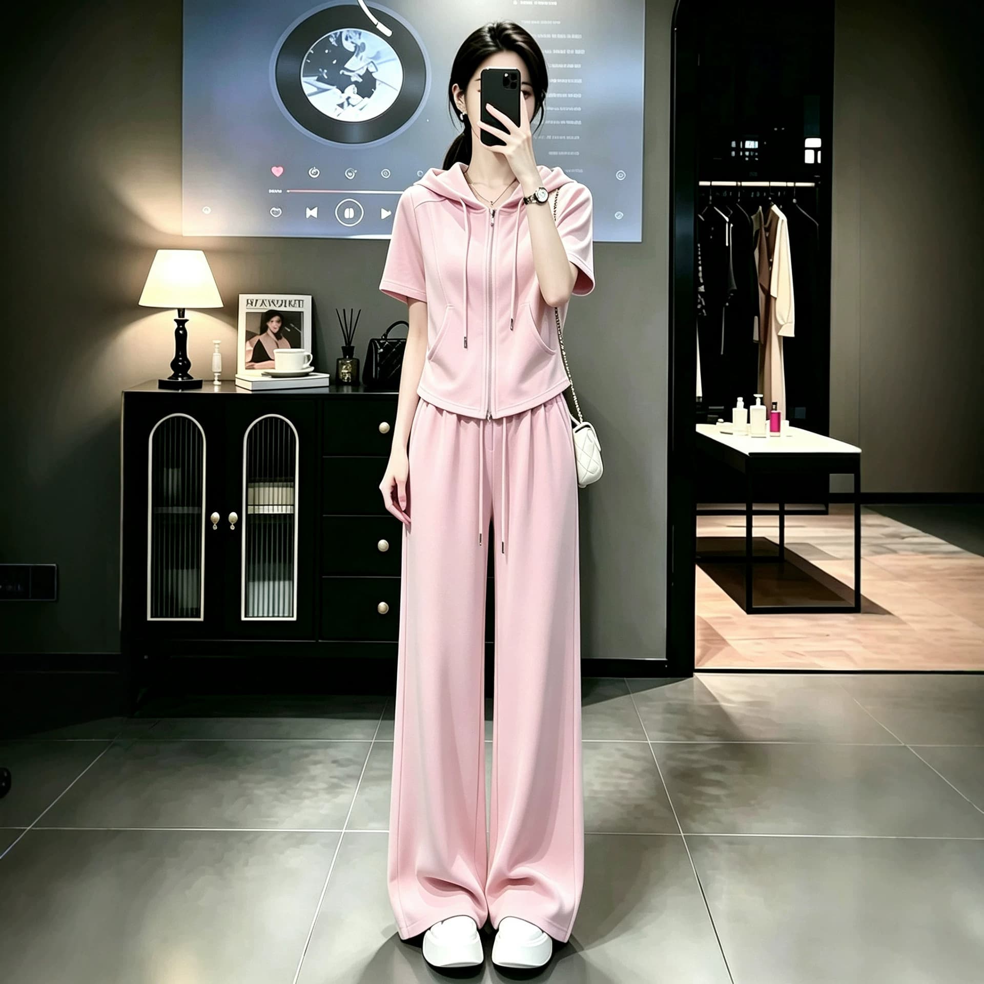 Sportswear Two-Piece Set for Women, 2026 New Trendy Summer Collection, Age-Defying Short-Sleeve Top and Wide-Leg Pants, Casual Hot Style